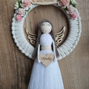 Pamiątka Pierwszej Komunii - Anioł Stróż w obręczy 15 cm