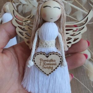 Pamiątka Pierwszej Komunii dla dziewczynki - Anioł Stróż w formie zawieszki lub magnesu