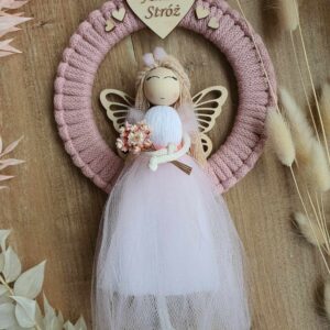Pamiątka Chrztu Świętego - Motylkowy Anioł w obręczy 15 cm